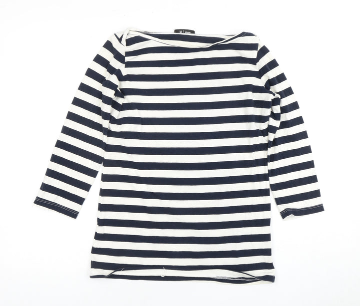 R | edition Women's M White Black Striped 3/4 Sleeve Top