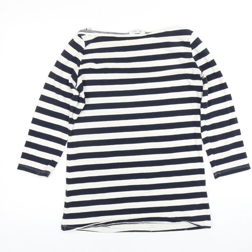 R | edition Women's M White Black Striped 3/4 Sleeve Top