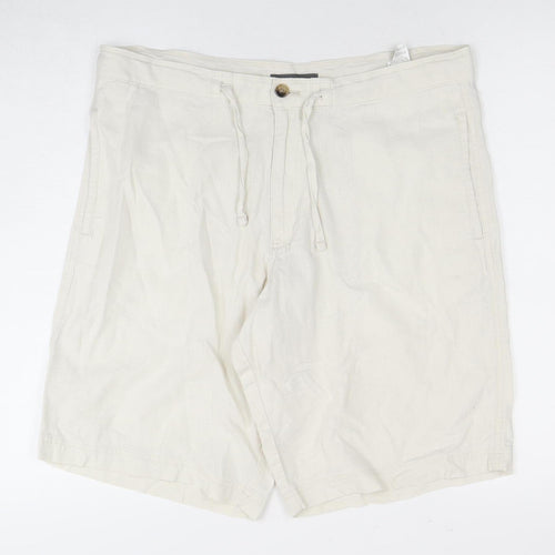 Marks and Spencer Ivory Linen Chino Shorts, Men's Size 36