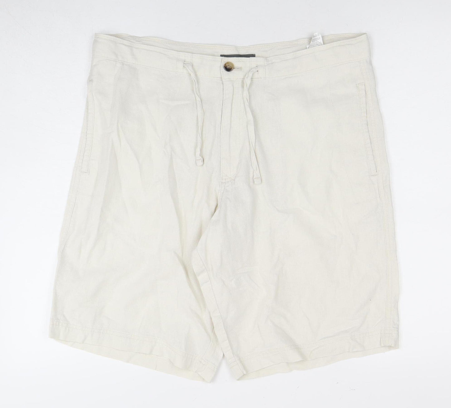 Marks and Spencer Ivory Linen Chino Shorts, Men's Size 36