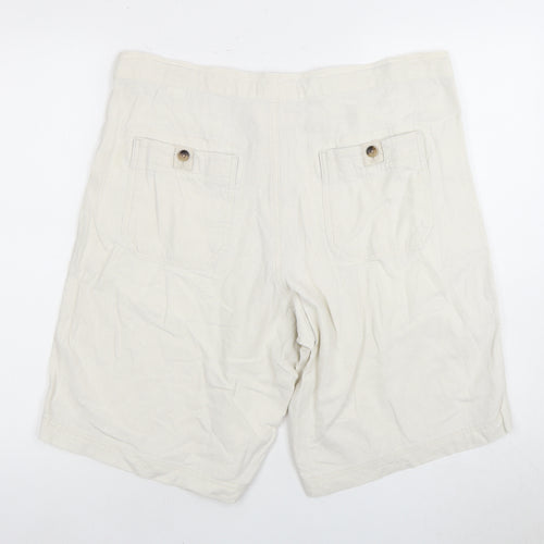 Marks and Spencer Ivory Linen Chino Shorts, Men's Size 36