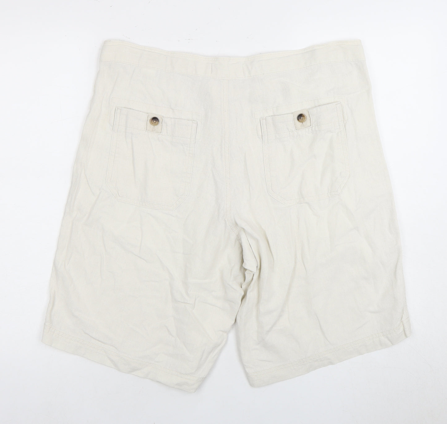 Marks and Spencer Ivory Linen Chino Shorts, Men's Size 36