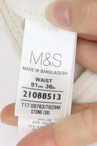 Marks and Spencer Ivory Linen Chino Shorts, Men's Size 36
