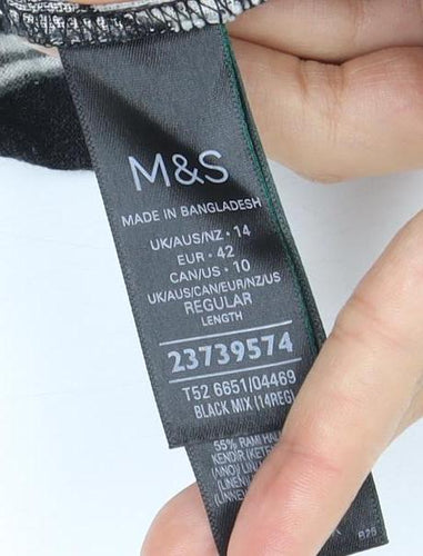 Marks and Spencer Women's Black Shift Dress, Size 14