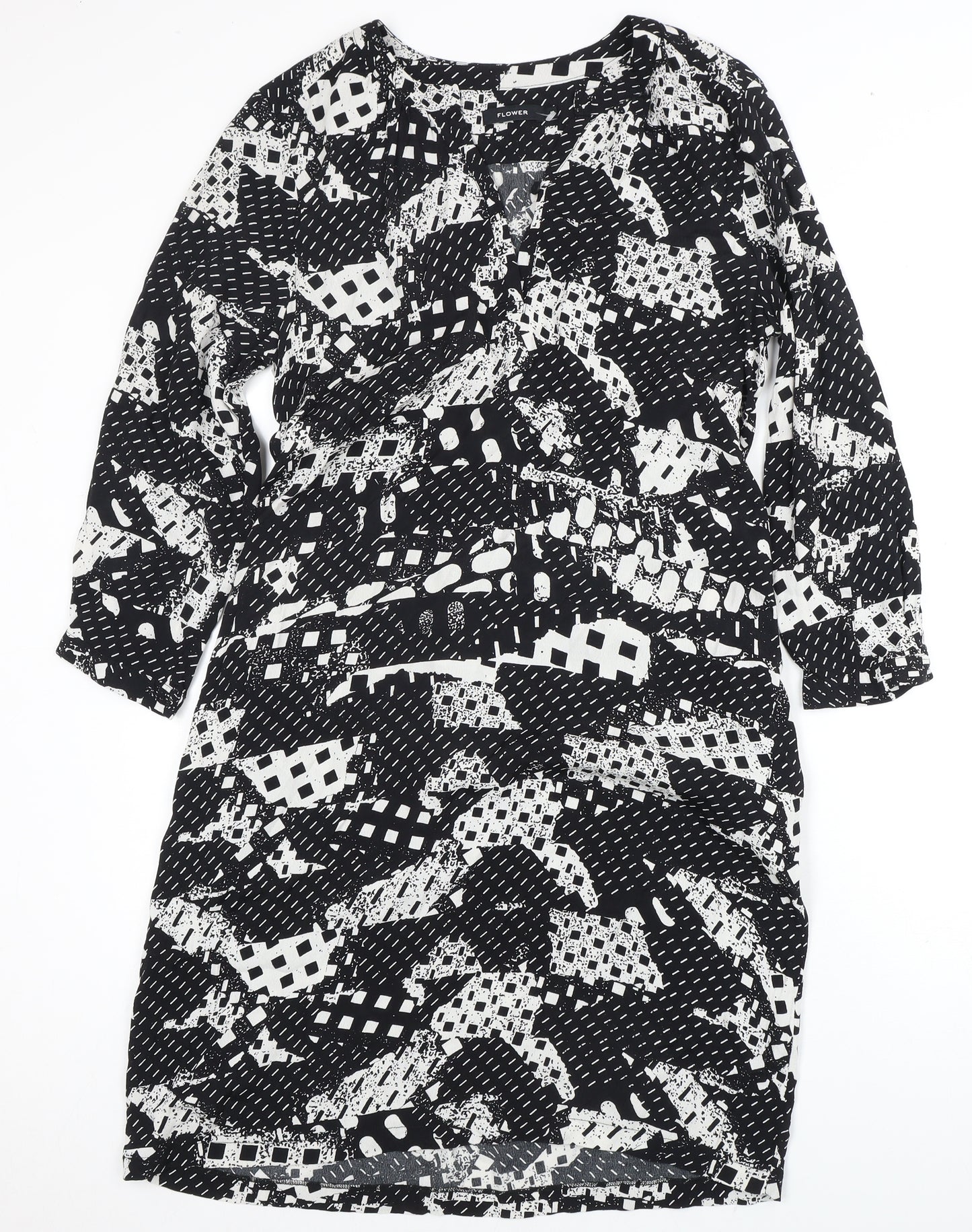 FLOWER Women's Black Abstract Print Dress Size 10