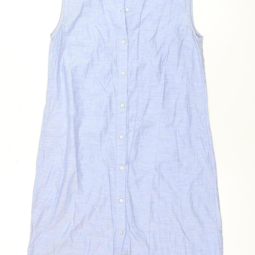 H&M Women's Blue Sleeveless Shirt Dress Size 8