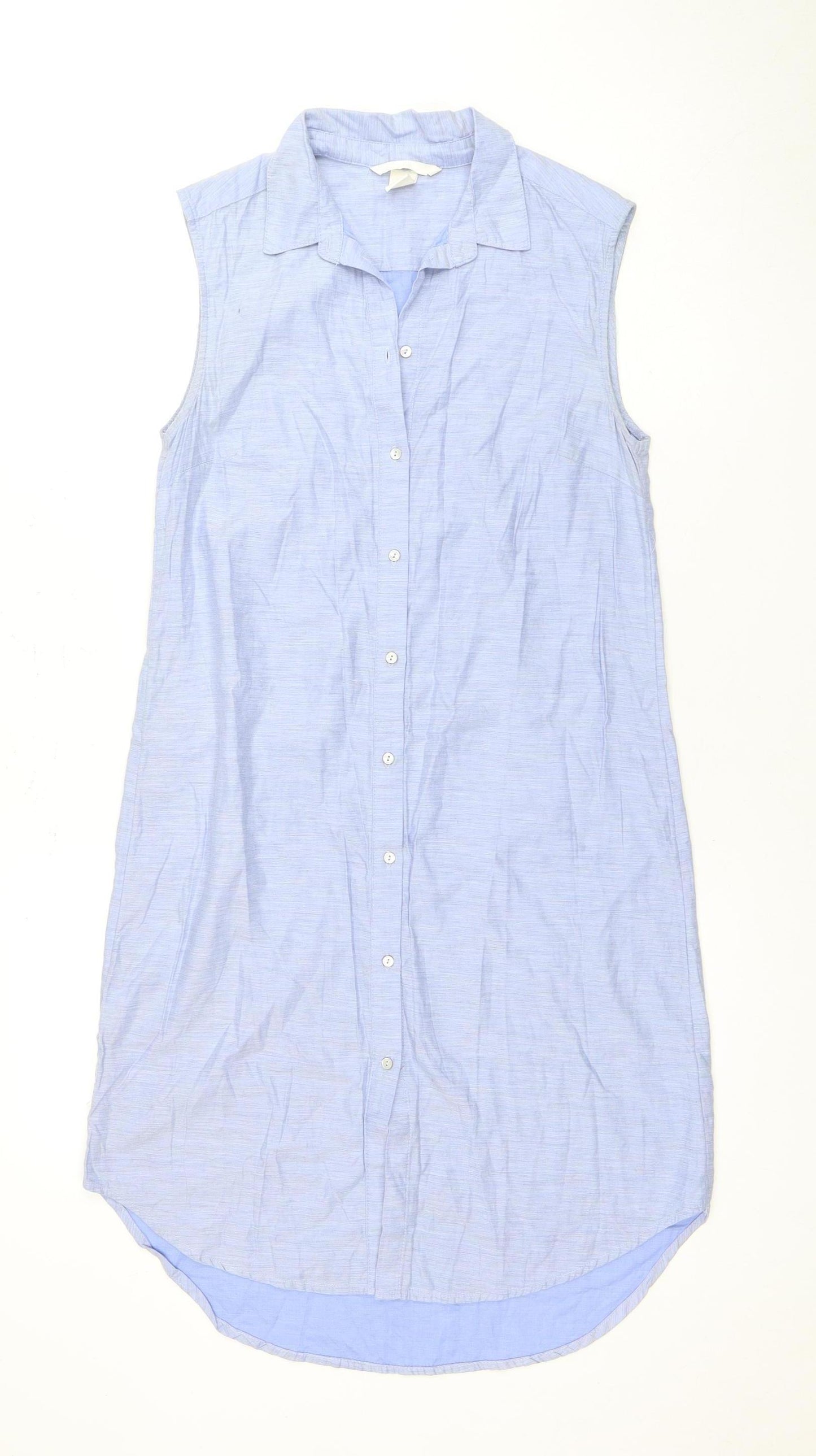 H&M Women's Blue Sleeveless Shirt Dress Size 8