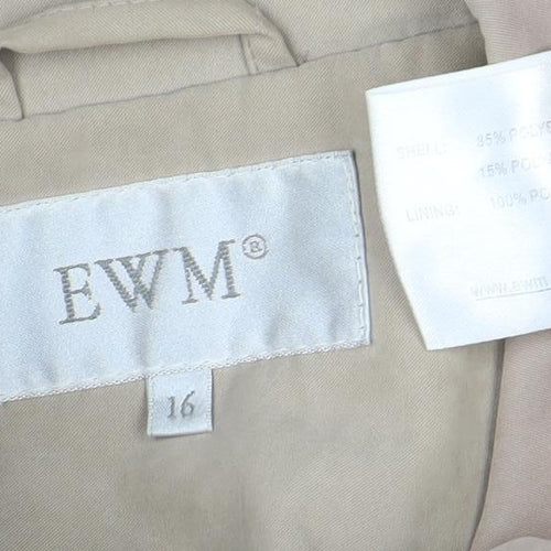 EWM Women's Beige Overcoat Size 16 Button Closure