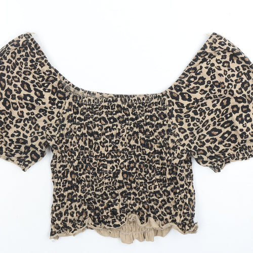 Brave Soul Women's Beige Animal Print Top S