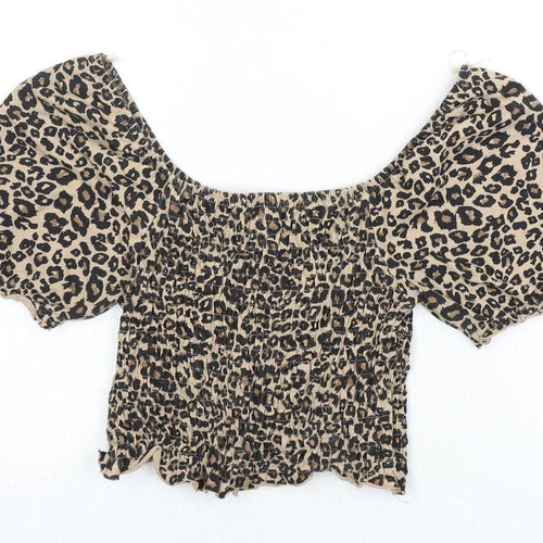 Brave Soul Women's Beige Animal Print Top S