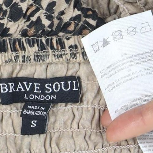 Brave Soul Women's Beige Animal Print Top S