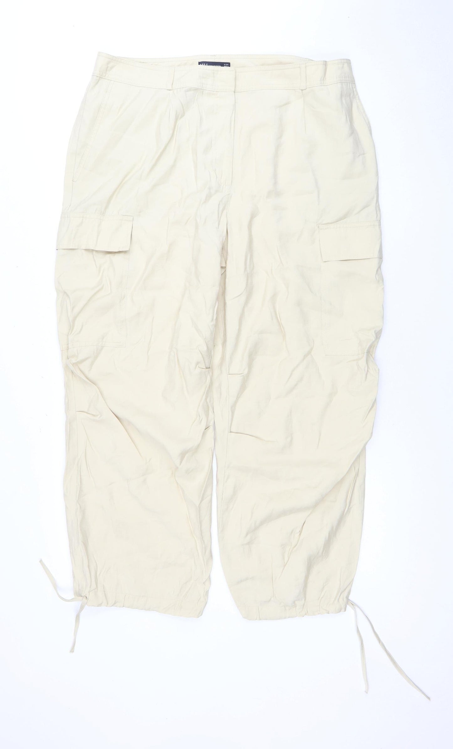 Marks and Spencer Women Beige Cargo Trousers Size 18