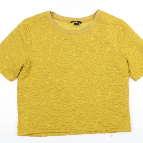 H&M Women's Yellow Jersey Short Sleeve Top, Size S