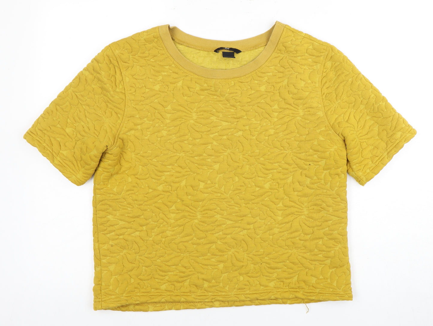 H&M Women's Yellow Jersey Short Sleeve Top, Size S