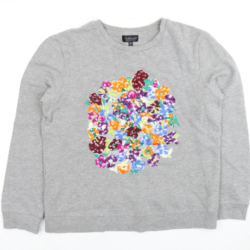 Topshop Women’s Grey Multicoloured Sweatshirt, Size 12