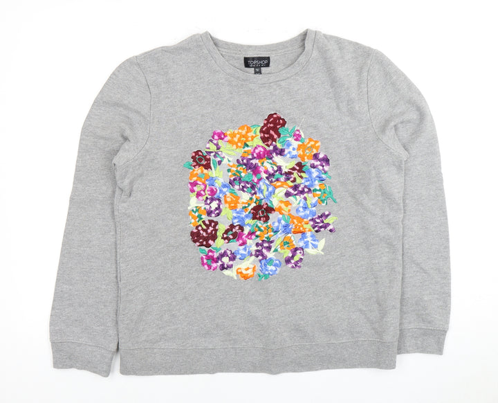 Topshop Women’s Grey Multicoloured Sweatshirt, Size 12
