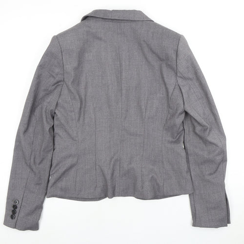H&M Women's Grey Blazer Size 14 Notch Lapel