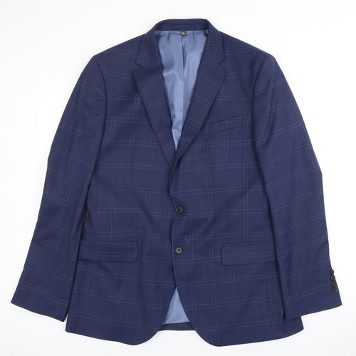 Marks and Spencer Men's Blue 42" Plaid Blazer