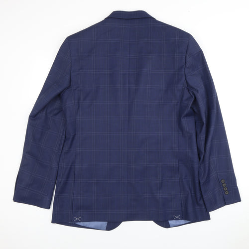 Marks and Spencer Men's Blue 42" Plaid Blazer