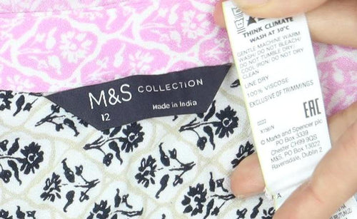 Marks and Spencer Women's Floral Blouse, Size 12, Multicoloured