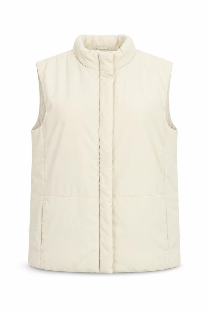 Front view of Women's Beige Puffer Waistcoat, size 14, Regular