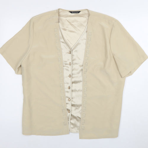 Berkertex Beige Women's Button-Up Blouse, Size 18, Short Sleeve