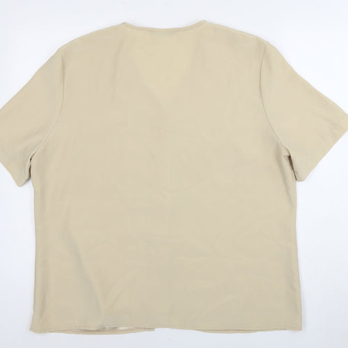 Berkertex Beige Women's Button-Up Blouse, Size 18, Short Sleeve