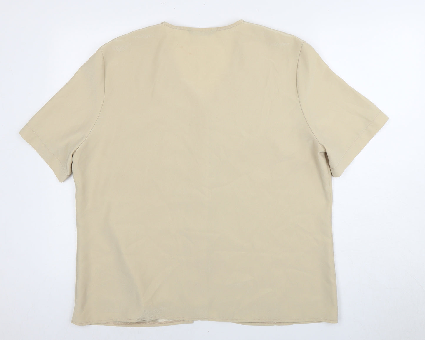 Berkertex Beige Women's Button-Up Blouse, Size 18, Short Sleeve