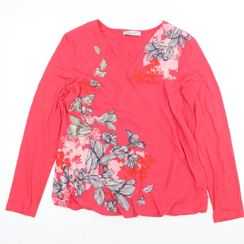 Marks and Spencer Women's Pink Floral Wrap Blouse Size 10