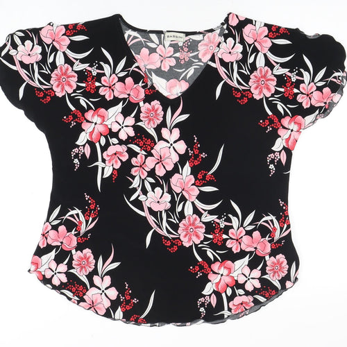 Bassini Women's Black Floral Blouse L/XL