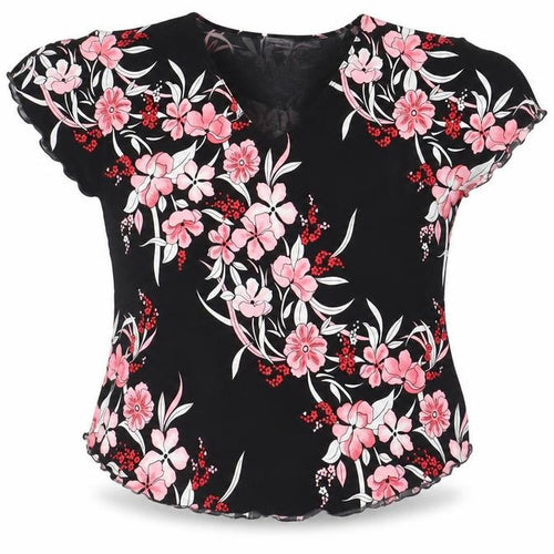 Bassini Women's Black Floral Blouse L/XL
