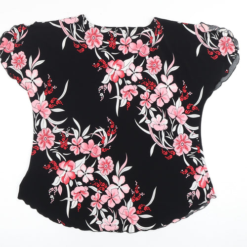 Bassini Women's Black Floral Blouse L/XL