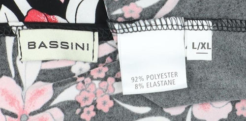 Bassini Women's Black Floral Blouse L/XL