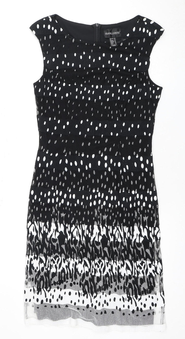 Frank Lyman Women's Black White Print Dress Size 12