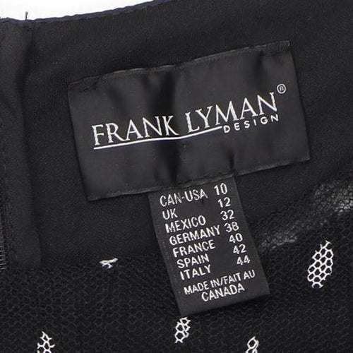 Frank Lyman Women's Black White Print Dress Size 12