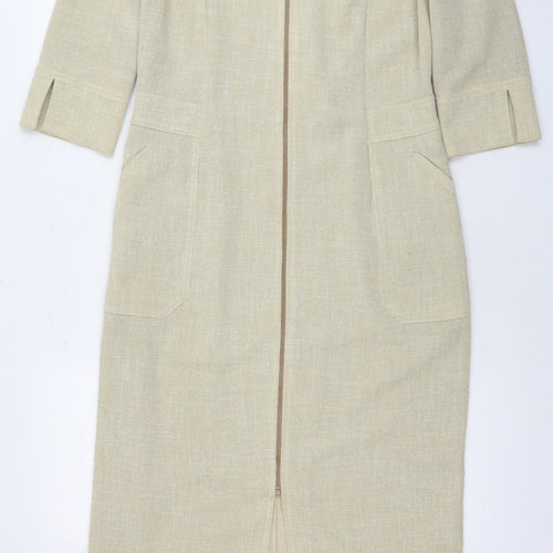 LUIS CIVIT Women's Beige Knee Length V-Neck Dress