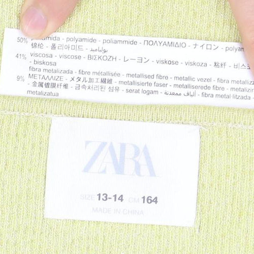 Zara Girls Green Knit Puff Sleeve Shift Dress 13-14 Years
