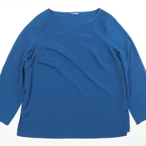 Marks and Spencer Women's Blue Blouse - Size 14