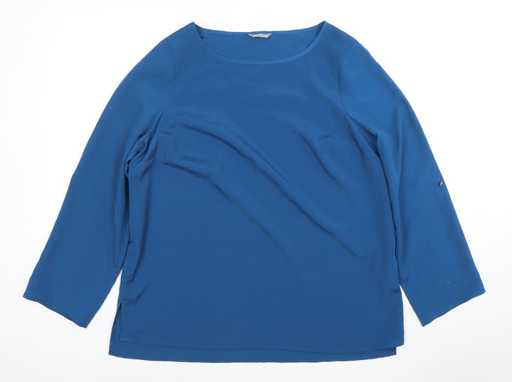 Marks and Spencer Women's Blue Blouse - Size 14