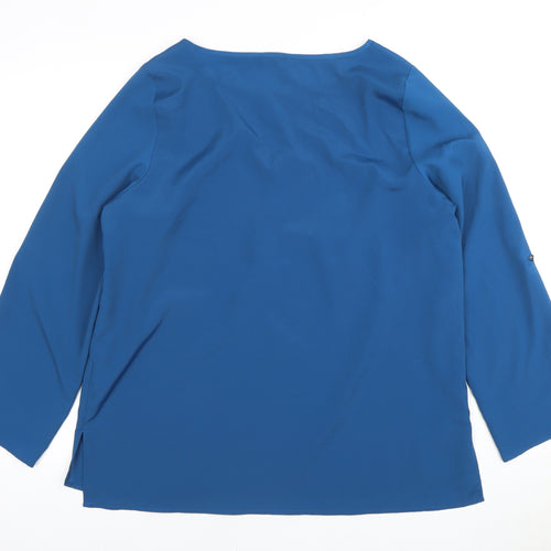 Marks and Spencer Women's Blue Blouse - Size 14