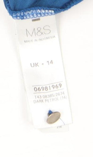Marks and Spencer Women's Blue Blouse - Size 14