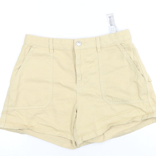 Stradivarius Women's Beige Shorts, UK 10, Cotton, Pockets