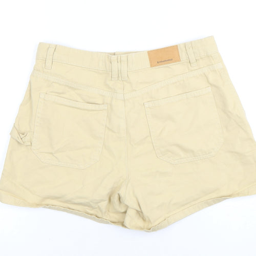 Stradivarius Women's Beige Shorts, UK 10, Cotton, Pockets