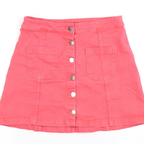 H&M Women's Pink A-Line Button Short Skirt Size 8