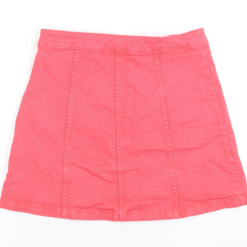 H&M Women's Pink A-Line Button Short Skirt Size 8