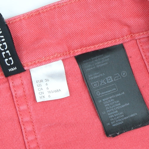 H&M Women's Pink A-Line Button Short Skirt Size 8