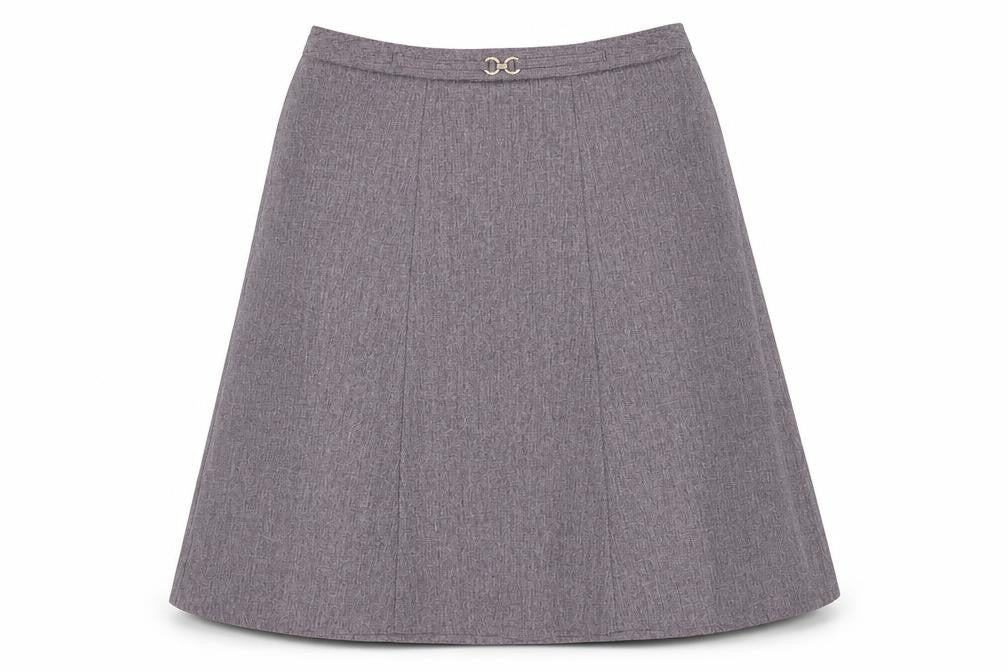 Front view of Damart Women's Grey A-Line Skirt, size 18