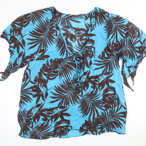 Per Una Women's Blue Floral Wrap Top XL