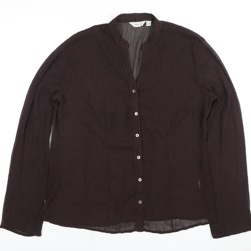 NEXT Women's Brown Long Sleeve Button-Up Top Size 12