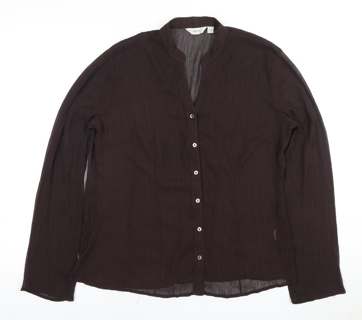 NEXT Women's Brown Long Sleeve Button-Up Top Size 12